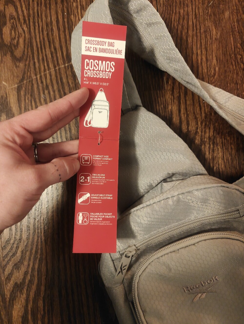Reebok Gray Sling Bag - Lightweight Crossbody - Picture 7 of 7